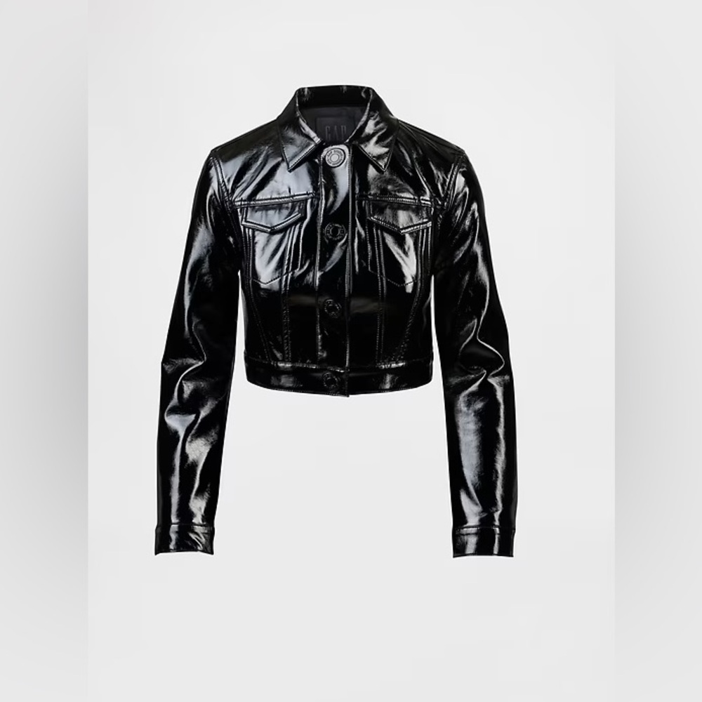 NWT GapStudio Vegan Patent Leather Crop Jacket